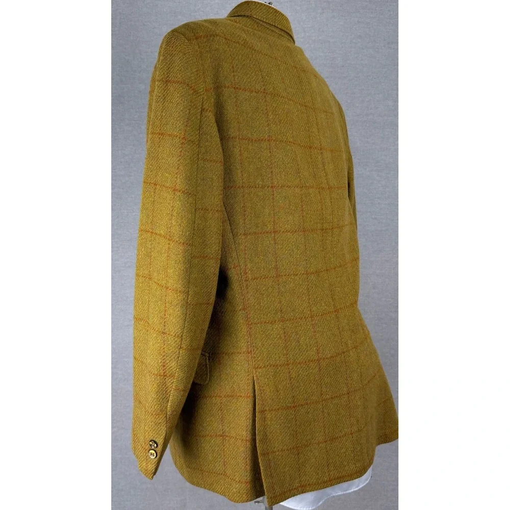 Vintage Juilliard‎ Mens Wool Tweed Sport Coat Yellow Windowpane Blazer 50s 60s